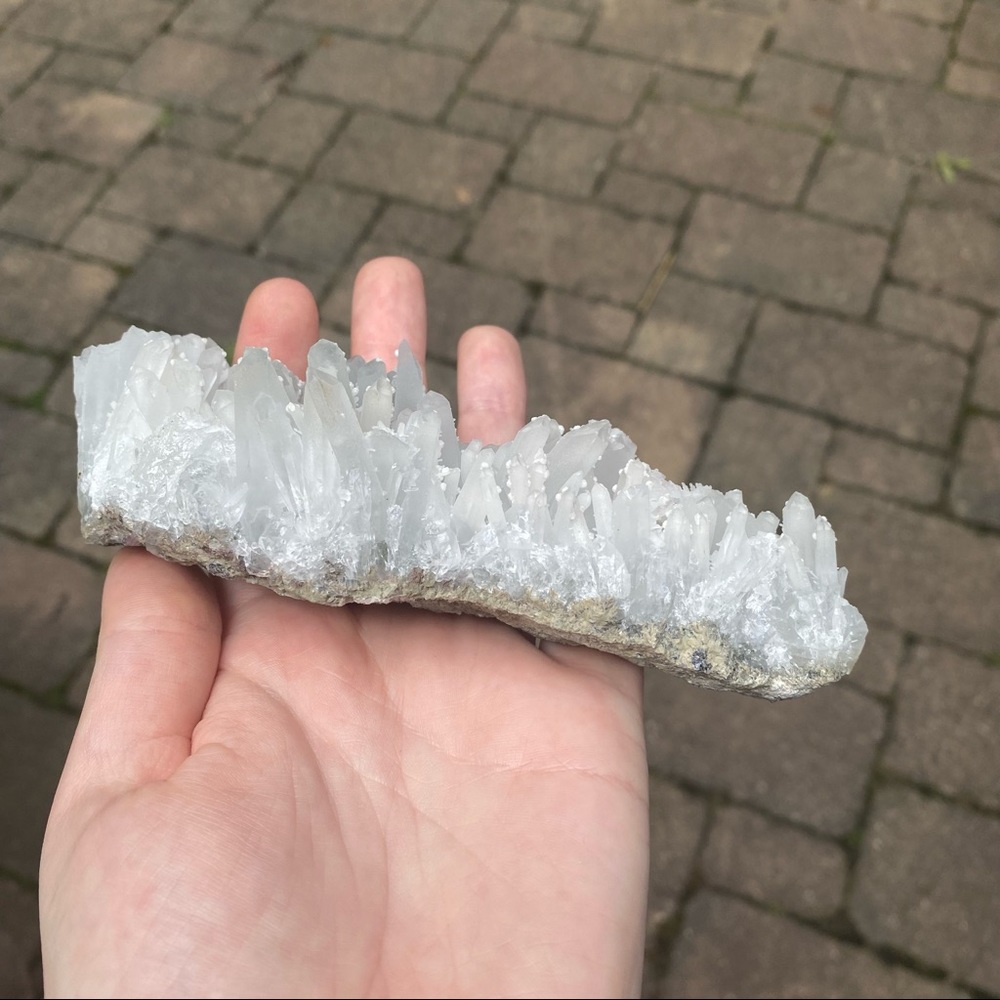 Snow White Calcite and Quartz Crystal Gemstone Specimen - Picture 3 of 5